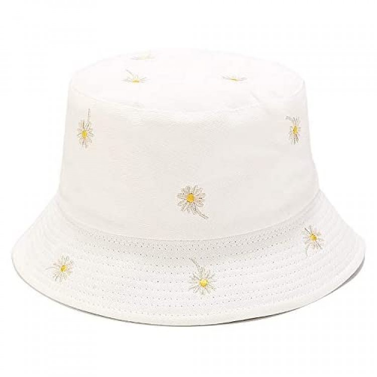 Umeepar Embroidered Bucket Hat Reversible Packable Foldable Beach Sun Hat Outdoor Cap for Women Men