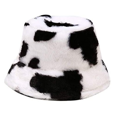 Umeepar Winter Faux Fur Bucket Hat Fluffy Warm Hat for Women Men