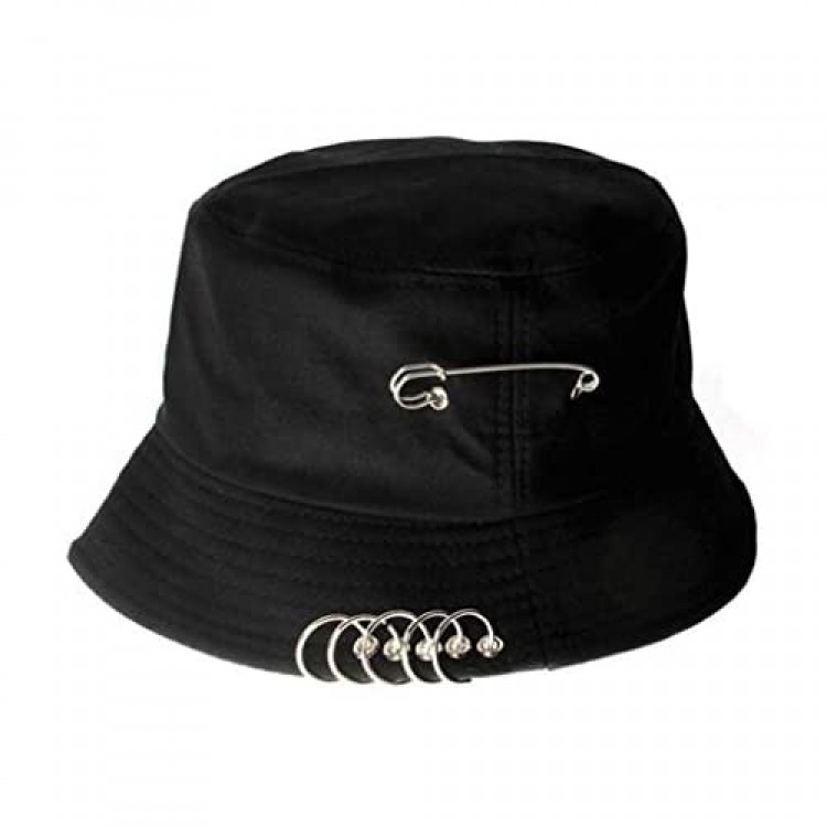 VIVICMW Bucket Hats Unisex Iron Ring Hoop Folding Fisherman's Hat Sun Protection Sun Hat Summer Outdoor Cap