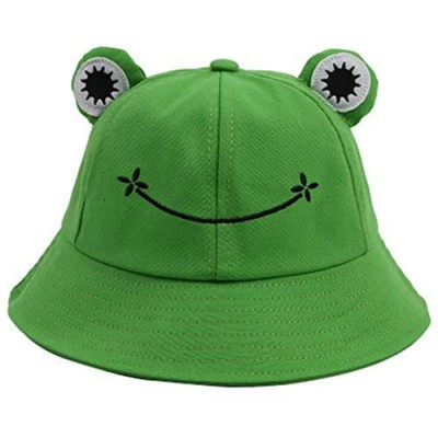 WallDecalsAndArt Cute Green Frog Bucket Hat  Summer Cotton Bucket Sunhat for Adults Womens Wide Brim Fisherman Fun Bucket Hat
