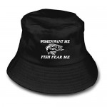 Women Want Me Fish Fear Me Men's Sun Hat Fisherman Bucket Hat Womens UV Protection Fishing Cap Black
