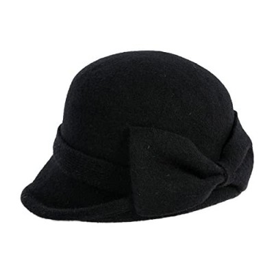 Womens 1920s Vintage Wool Felt Cloche Bucket Bowler Hat Winter Crushable