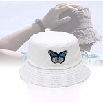 Womens Daisy-Cherry-Butterfly Bucket-Hat Reversible Fisherman-Cap - Embroidery-Printed Packable Summer Sun Protection