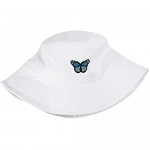 Womens Daisy-Cherry-Butterfly Bucket-Hat Reversible Fisherman-Cap - Embroidery-Printed Packable Summer Sun Protection