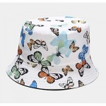 Womens Sun-Bucket-Hat Butterfly-Print Reversible Foldable Summer Sun Protection Fisherman Cap