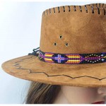 Beaded Hat Band Black and Red Beaded Eagle Pattern-Native American-Handmade H-55-SB-2
