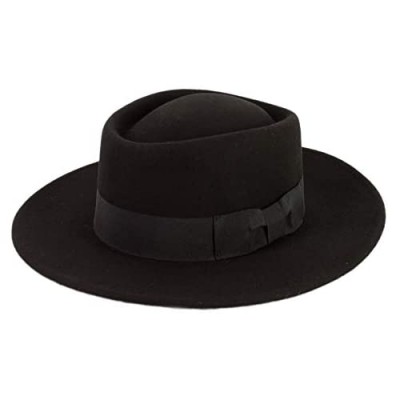 Black Wool Gambler Bolero Western Hat with Grosgrain Ribbon Hatband  Adjustable
