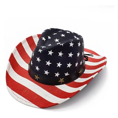 Cowboy Hats  Classic American Flag Summer Sunhat Western Cowboy Hat for Men Boys Kids