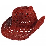 Crocheted Red Western Toyo Cowgirl Hat