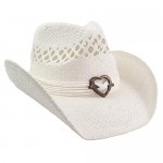 Cute Comfy Flex Fit Woven Beach Cowboy Hat Western Cowgirl Hat with Wood Heart on Hatband