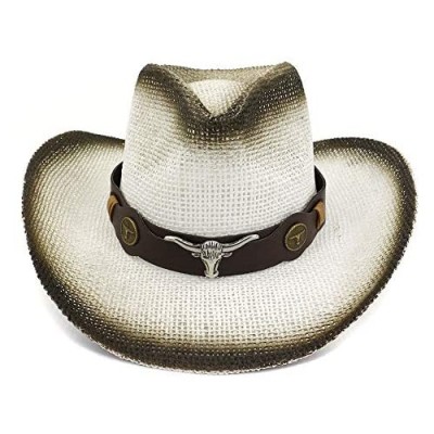 FPKOMD Straw Cowboy Hat Cowboy Hats for Women Shapeable Brim Western Cowboy Hat Beach Cowgirl Cowboy Hats for Men