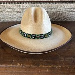 Hat Band Hatbands for Men and Women Leather Straps Cowboy Beaded Bands White Grey Black Green Yellow Handmade in Guatemala 7/8 Inches x 21 Inches