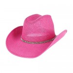 Jacobson Hat Company Women's Pink Toyo Western Cowgirl Hat with Rhinestones