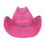 Jacobson Hat Company Women's Pink Toyo Western Cowgirl Hat with Rhinestones