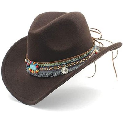 Jdon-hats  Womens Fashion Western Cowboy Hat for Lady Tassel Felt Cowgirl Sombrero Caps Hats