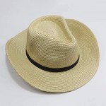 jiaoji Summer Beach Panama Sun Hats Men & Women Wide Brim Cowgirl Straw Cowboy Hat