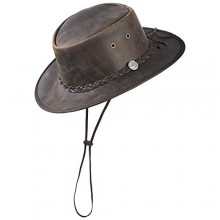 Mara Leather Western Style Distressed Brown HAT Cowboy Outback Real Leather