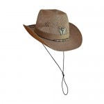 Martrams Cowgirl Hat Straw/Raffia Western Cowboy Shapeable Hat with Beaded Trim Brown
