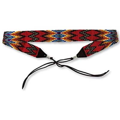 Mayan Arts Beaded Hat Band  1 Inch Wide Hatband  Hat Accessory  Leather Ties  Men  Women  Multi Color  Southwestern  Cowboy  Cow Girl Handmade in Guatemala