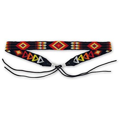 Mayan Arts Beaded Hat Band  Hatband Cowgirl Western  Leather Ties  Men  Women  Handmade in Guatemala 7/8 Inches x 21 Inches