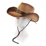 Melesh Adult Sun Straw Women Men Cowgirl Western Cowboy Hat Colored