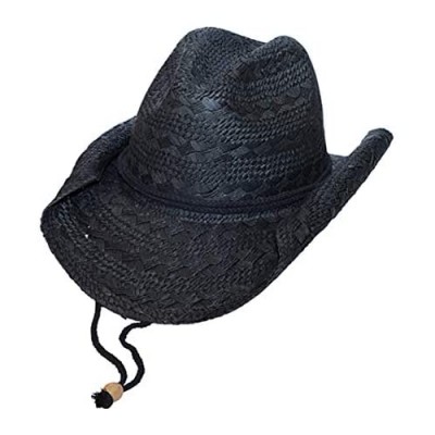 MG Ladies Straw Toyo Cowboy Hat (Black)