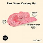 Pink Cowboy Hat for Women Straw Beach Hat (Adult Size)