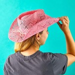 Pink Cowboy Hat for Women Straw Beach Hat (Adult Size)