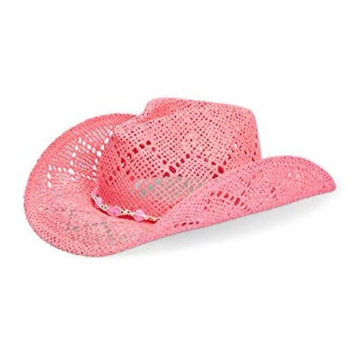 Pink Cowboy Hat for Women  Straw Beach Hat (Adult Size)