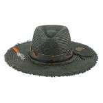 Straw Hats for Men Women Panama Western Hat Vintage Wide Brim Distressed Summer Beach Sun Hat with Fabric Band