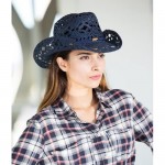 Stylish Toyo Straw Beach Cowboy Hat W/Shapeable Brim Bohemian Modern Cowgirl