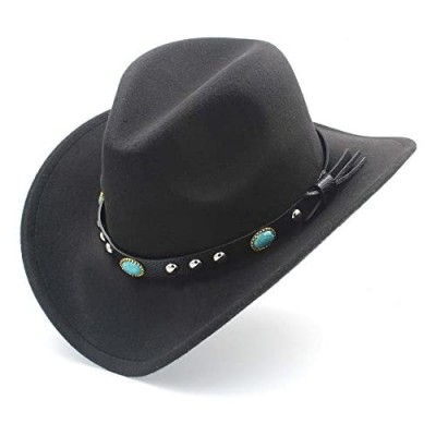 UIMNJHUKE LudyStore Womens Fashion Western Cowboy Hat with Roll Up Brim Felt Cowgirl Sombrero Caps