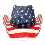 Vintage Patriotic USA American Flag Stars and Stripes Western Cowboy Hat for Men or Women Shapable Brim