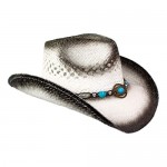 Womens Rodeo Ombre Cowboy Hat with Drawstring Cute Straw Cowgirl Hat with Shapeable Brim