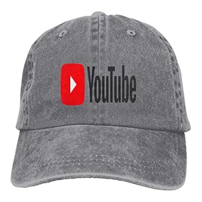 Yoú-Tū-bé Logo Unisex Cowboy Hat Trucker Hats Adjustable Baseball Cap Snapback Hats Peaked Cap Casquettes Hat Dad Hat Gray