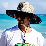 Zap Skimboards - Lifeguard Straw Hat Featuring Woven Zap Logo Patch and Adjustable Drawstring - Colorful Sublimation Resin Art Under Brim