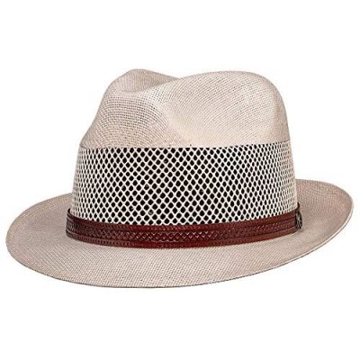 American Hat Makers Tuscany Straw Fedora Hat - Handcrafted  UV Sun Protection