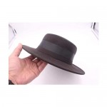 ASTRQLE Classic Black Fashion Fedora Flat Hat Elegant Jazz Hats Brim Church Derby Cap ()