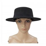 ASTRQLE Fashion Black Wool Blend Flat Brim Elegant Fedora Hat Panama Style Bowler Cap Jazz Hat with Belt for Winer Autumn