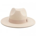 Besoogii Classic Wide Brim Women Men Fedora Hat with Belt Buckle Felt Panama Hat