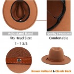 Besoogii Women Men Vintage Wide Brim Belt Buckle Panama Felt Fedora Hat