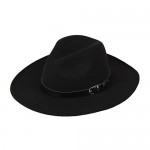 DANTIYA Women's Wide Brim Wool Fedora Panama Hat with Belt