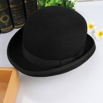 EOZY Mens 100% Wool Black Bowler Derby Hat Satin Lined Fedora Party Costume Hat…