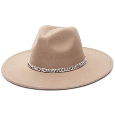 EOZY Women & Men Wide Brim Fedora Hat Vintage Panama Cap with Chain Belt Buckle