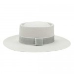 Fedora for Women Wool Felt Boater Hat Flat Top/Pork Pie Style Wide Brim Adjustable Vintage Classic
