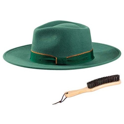 Fedora Hats for Men & Women with Soft Hat Brush  100% Wool Wide Brim Felt Hat Fashion Western Sun Hat … Gray Green