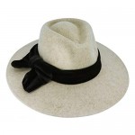 FEMSÉE Fedora Hats for Women 100% Wool Wide Brim Felt Bow-Knot Hat with Soft Hat Brush Sun Hats for Fall Winter