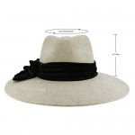 FEMSÉE Fedora Hats for Women 100% Wool Wide Brim Felt Bow-Knot Hat with Soft Hat Brush Sun Hats for Fall Winter