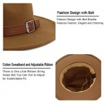 Gossifan Classic Men & Women Wide Brim Fedora Panama Hat with Belt Buckle