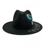 Gossifan Hand Drawing Fedora Hat for Women Wide Brim Panama Hat